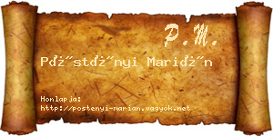 Pöstényi Marián névjegykártya